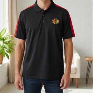 Chicago Blackhawks Black Era Polo shirt with red accents